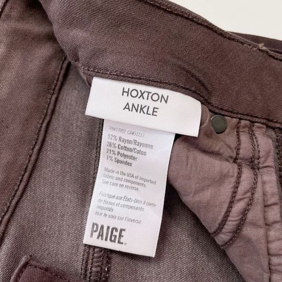 PAIGE Hoxton Coated Ankle Skinny Jean High Rise Button Fly Stretch Coffee 27 - Picture 8 of 9